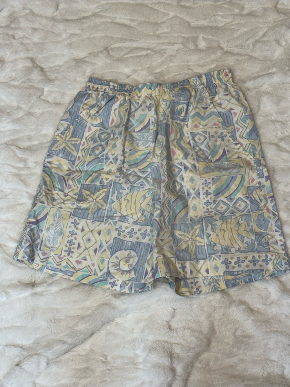 Vintage Jantzen Pastel Tropical Abstract Elastic Waist Shorts